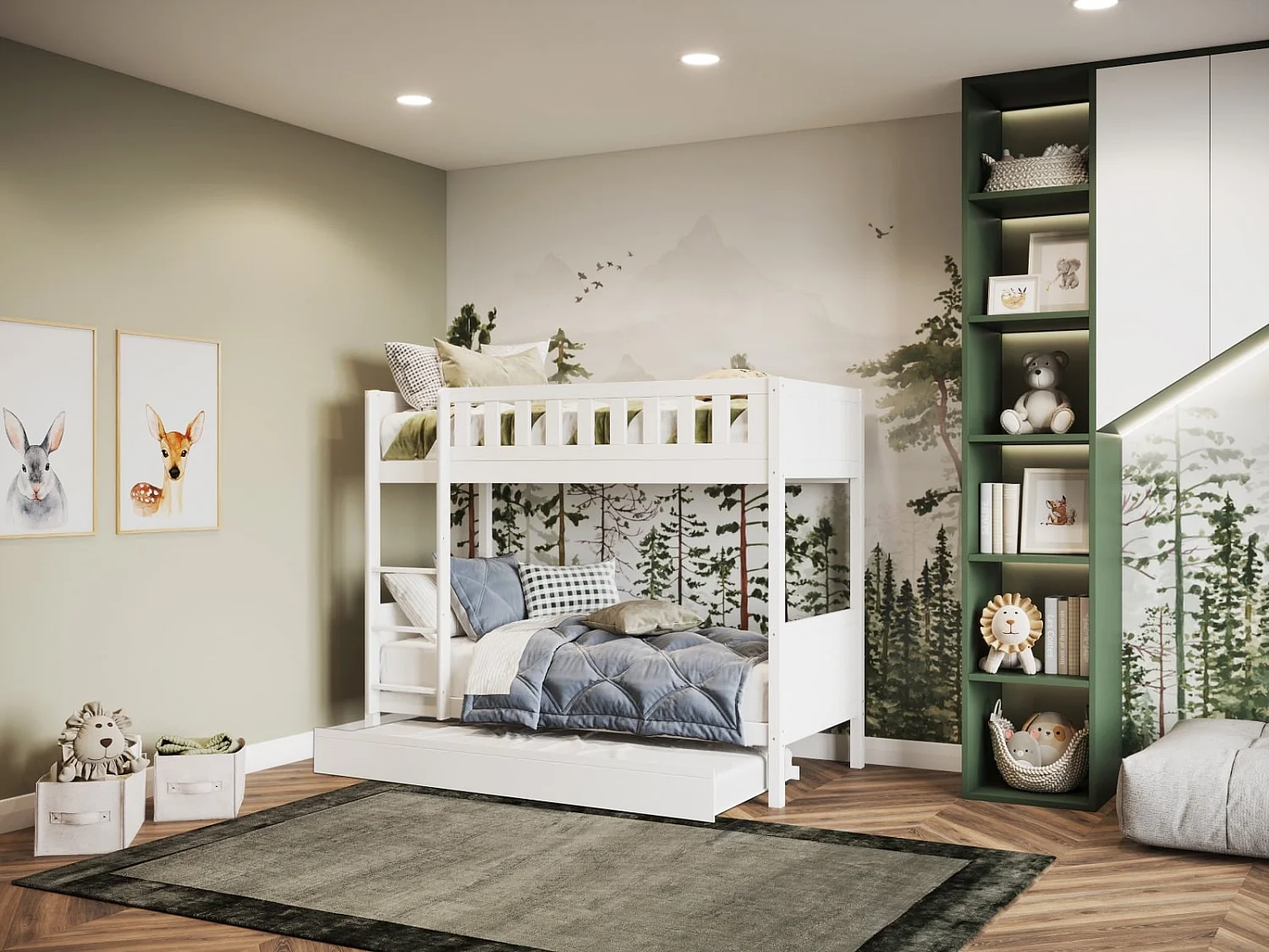 Flair Bea Shorty Wooden Bunk Bed with Trundle White