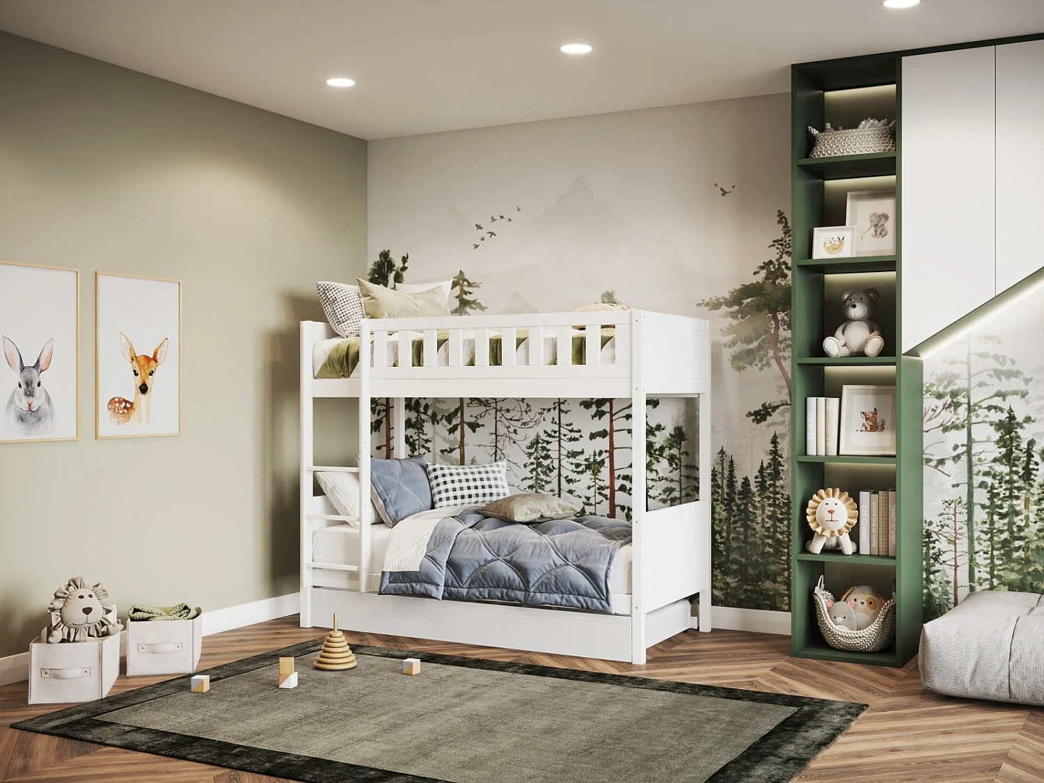 Flair Bea Shorty Wooden Bunk Bed with Trundle White