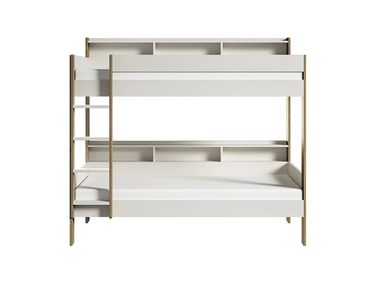 Noomi Bodie Solid Wood Storage Bunk Bed White & Oak