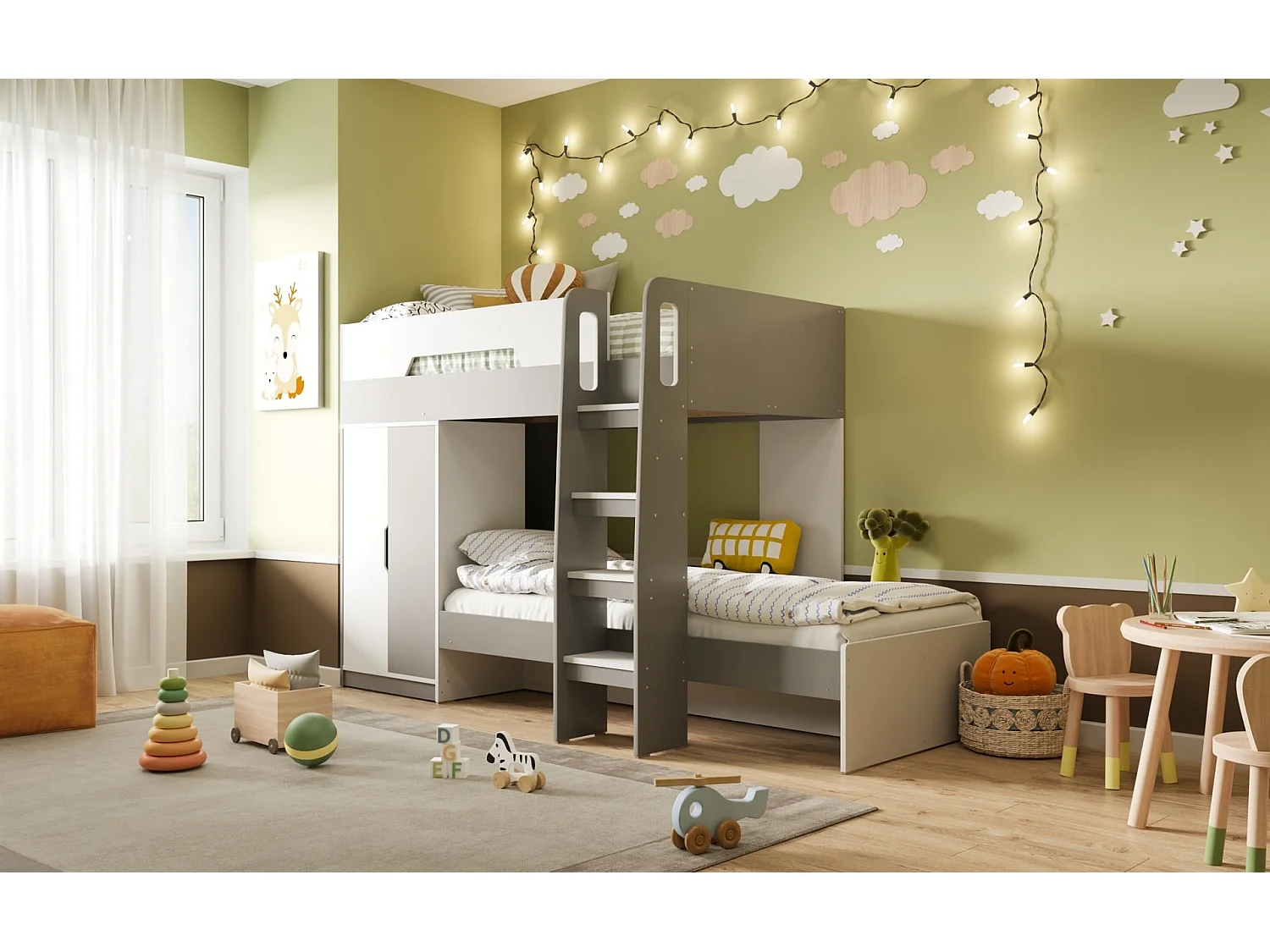 Flair Benito Bunk Bed White and Grey