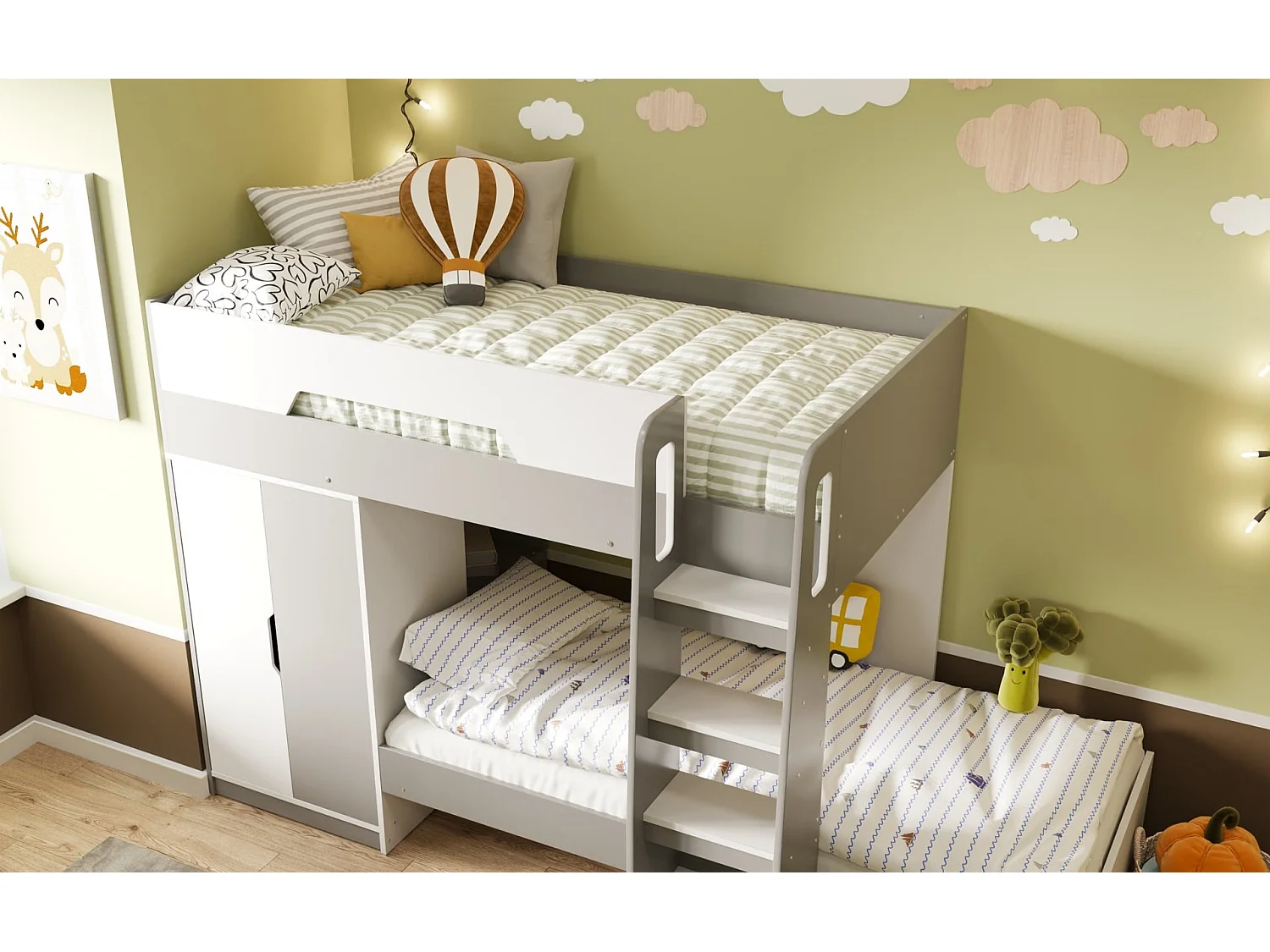 Flair Benito Bunk Bed White and Grey