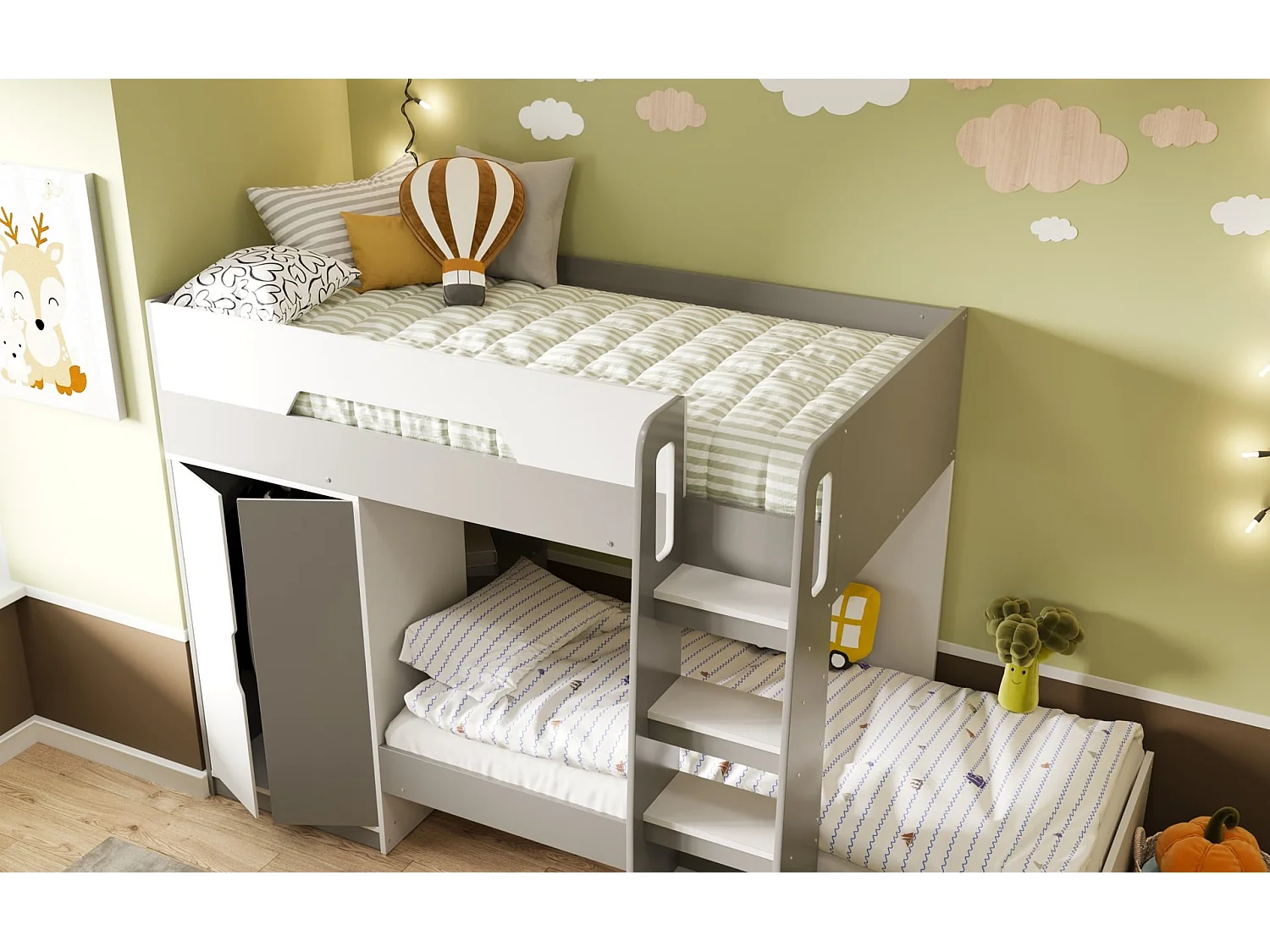 Flair Benito Bunk Bed White and Grey