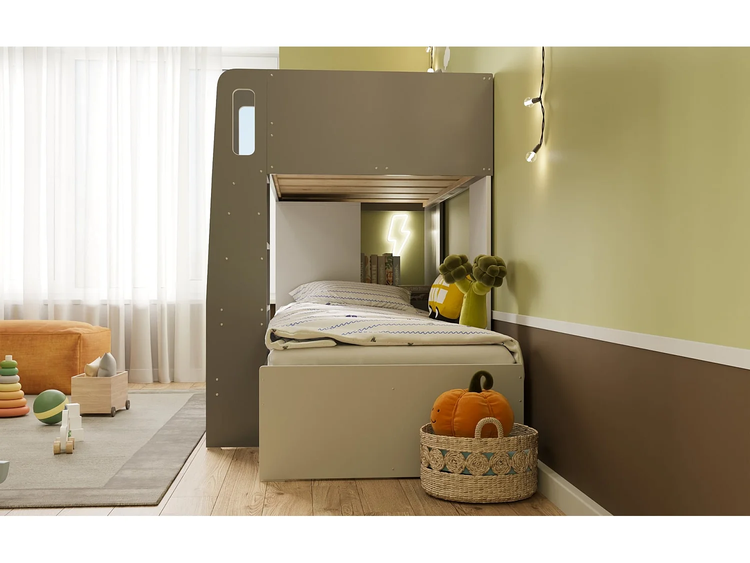 Flair Benito Bunk Bed White and Grey