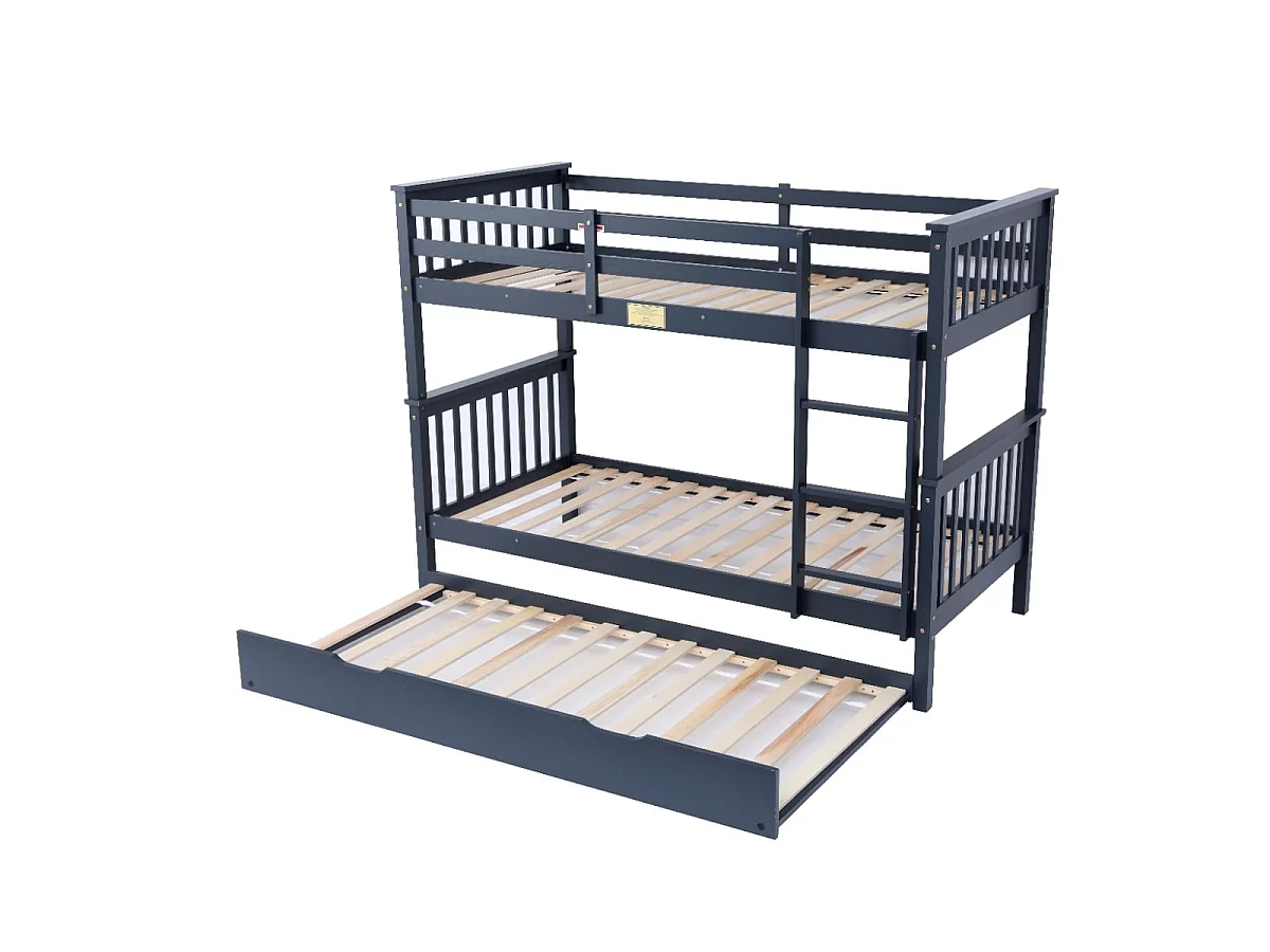 Flair Zoom Wooden Bunk Bed with Trundle Grey