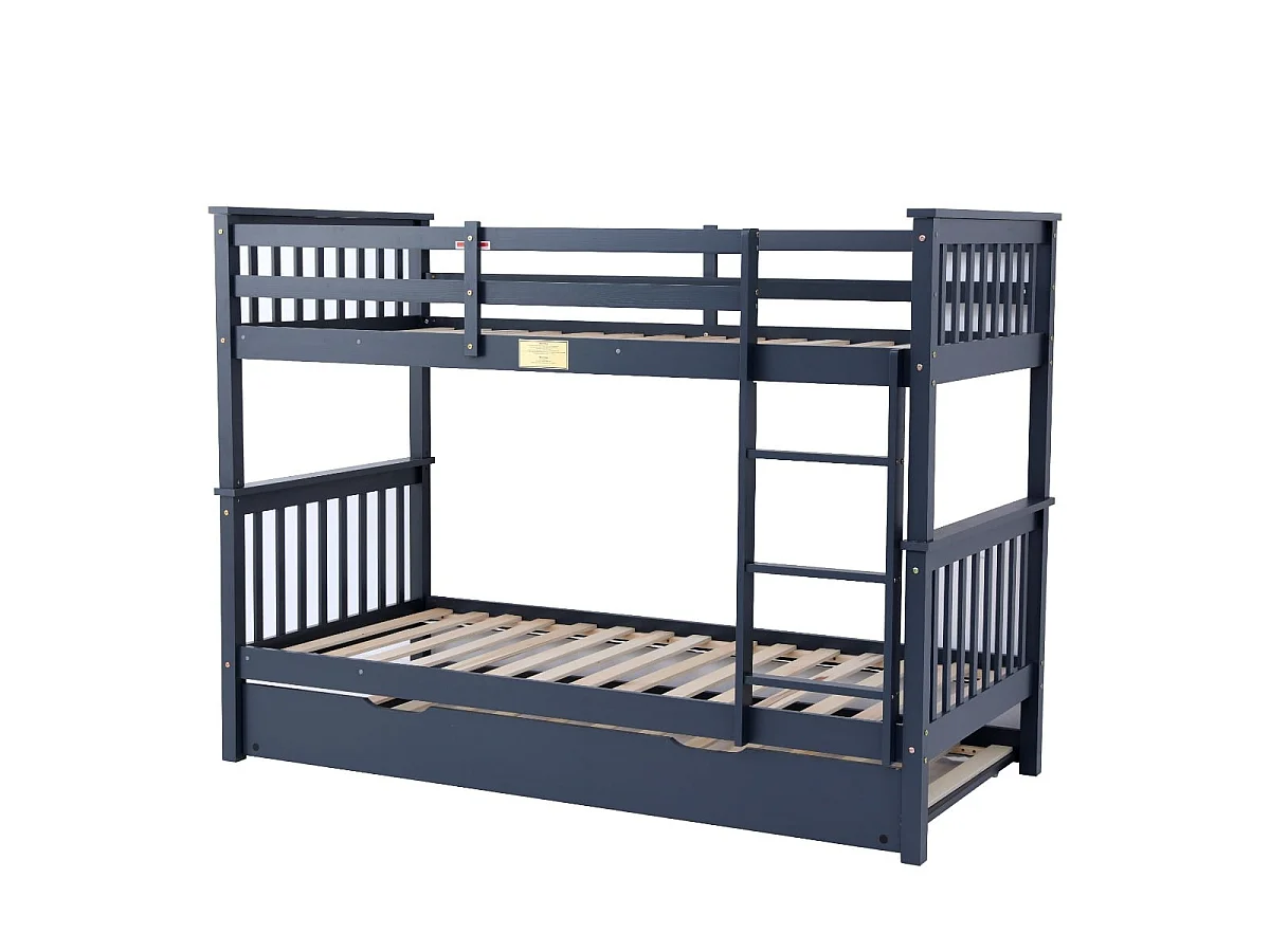 Flair Zoom Wooden Bunk Bed with Trundle Grey
