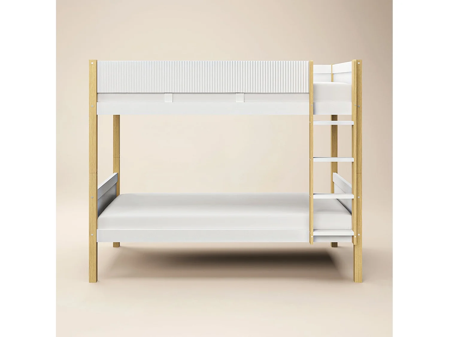 Flair Mateo Detachable Ribbed Bunk Bed White & Oak