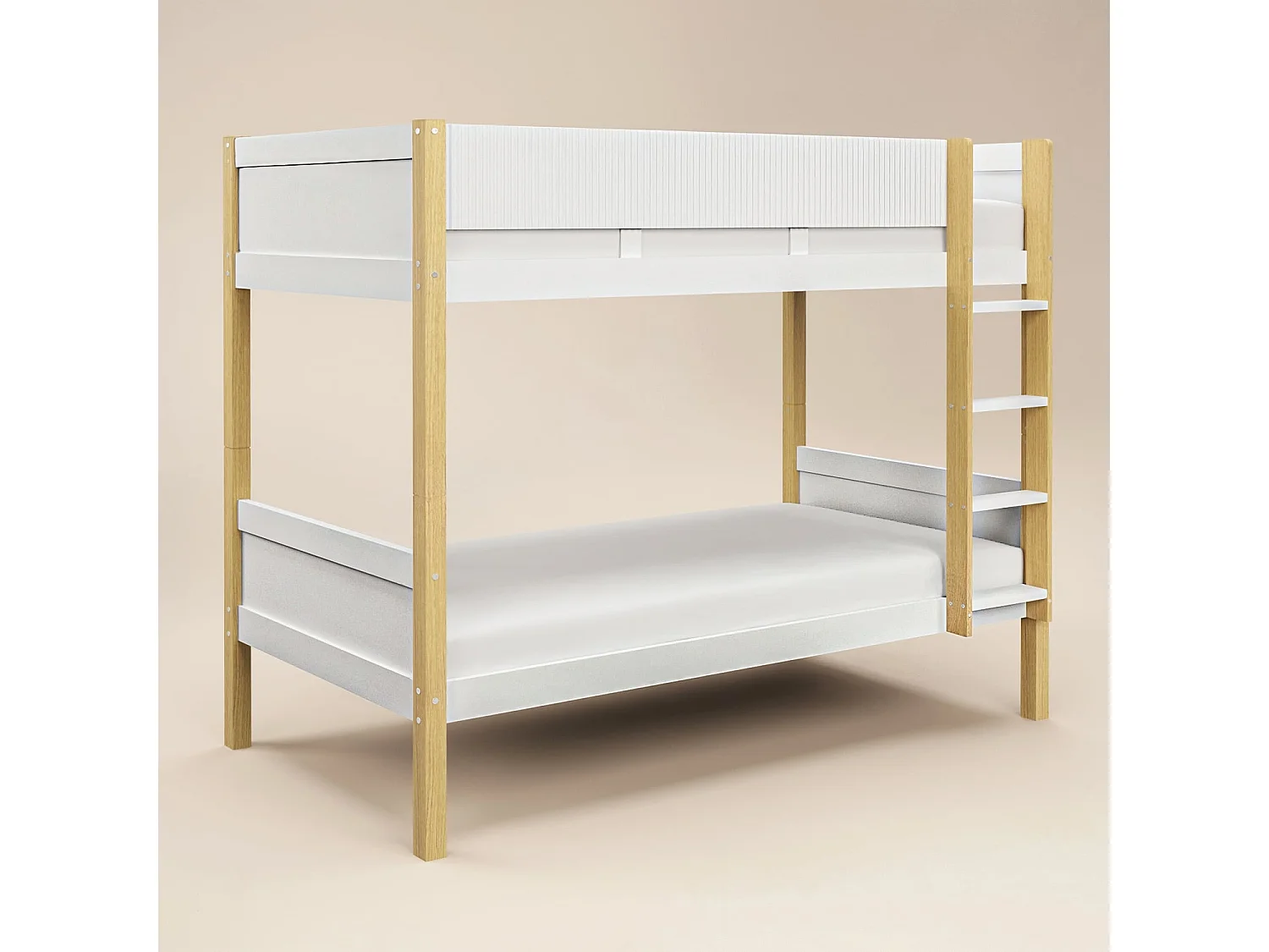 Flair Mateo Detachable Ribbed Bunk Bed White & Oak