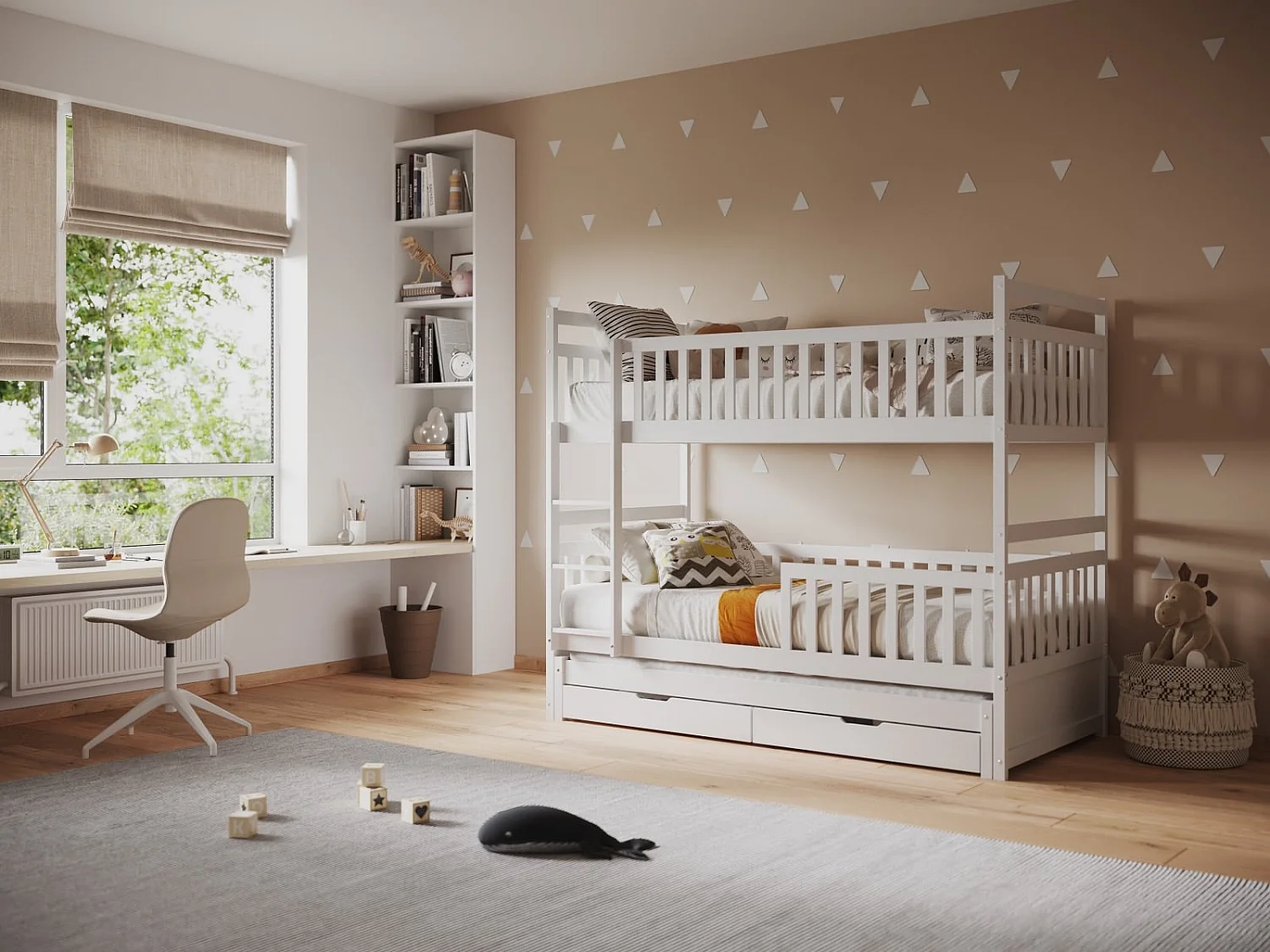 Flair Elvis Bunk Bed with Trundle and Drawers White
