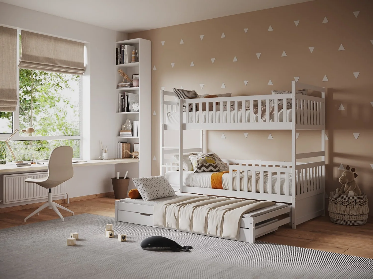 Flair Elvis Bunk Bed with Trundle and Drawers White