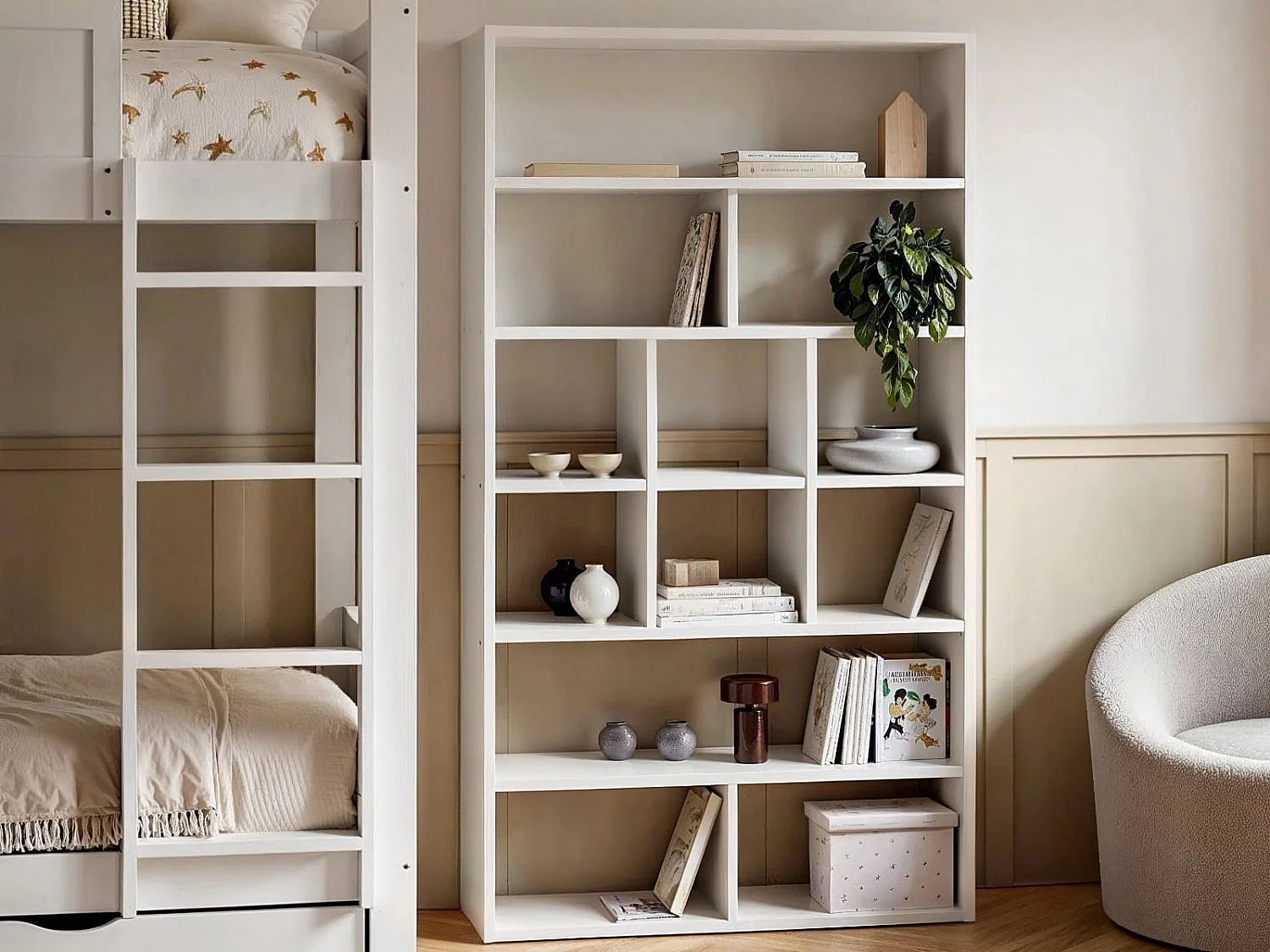Flair Ruby Wooden Bunk Bed with Storage White