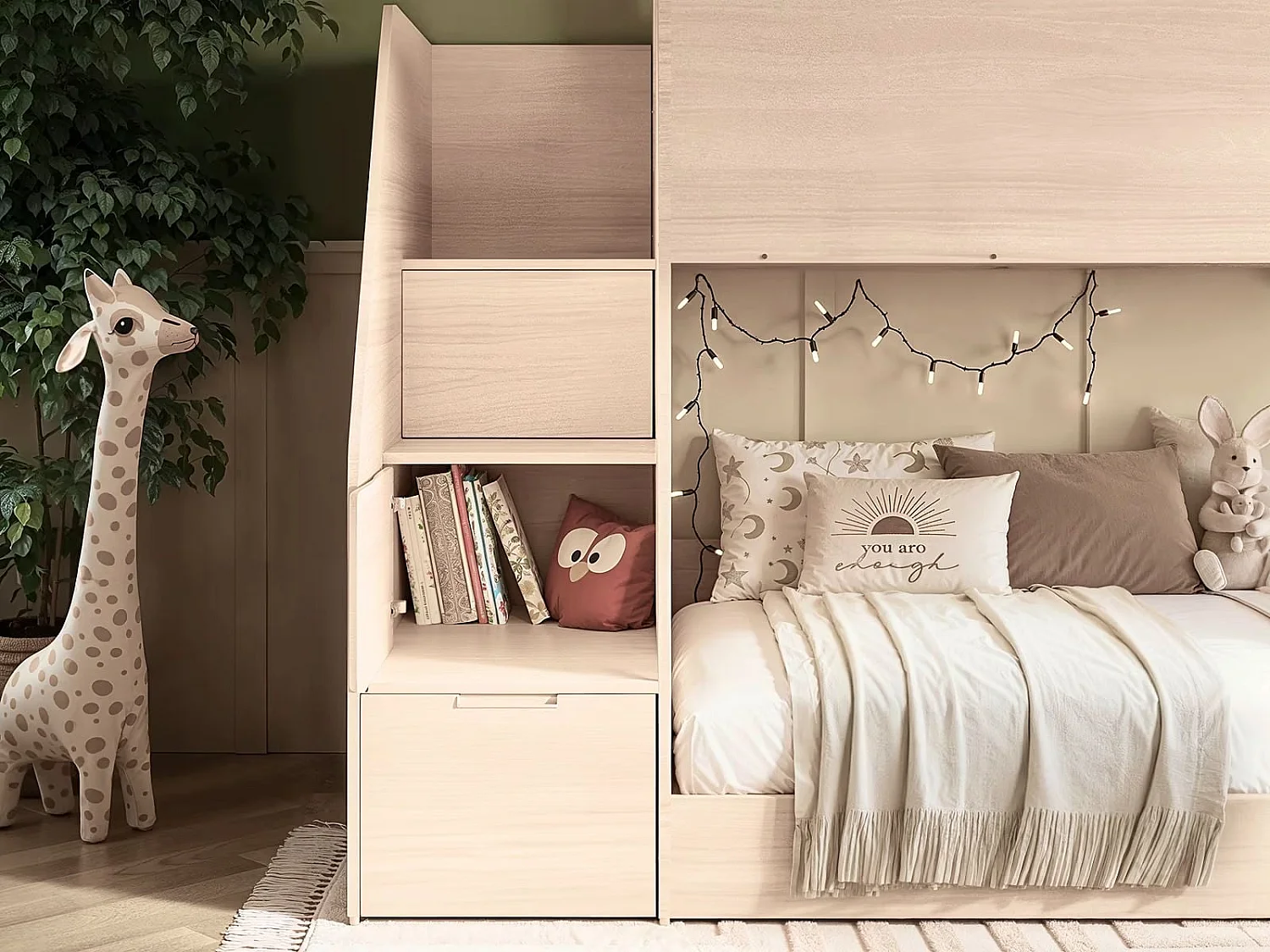 Flair Dreamland House Staircase Bunk Bed Oak