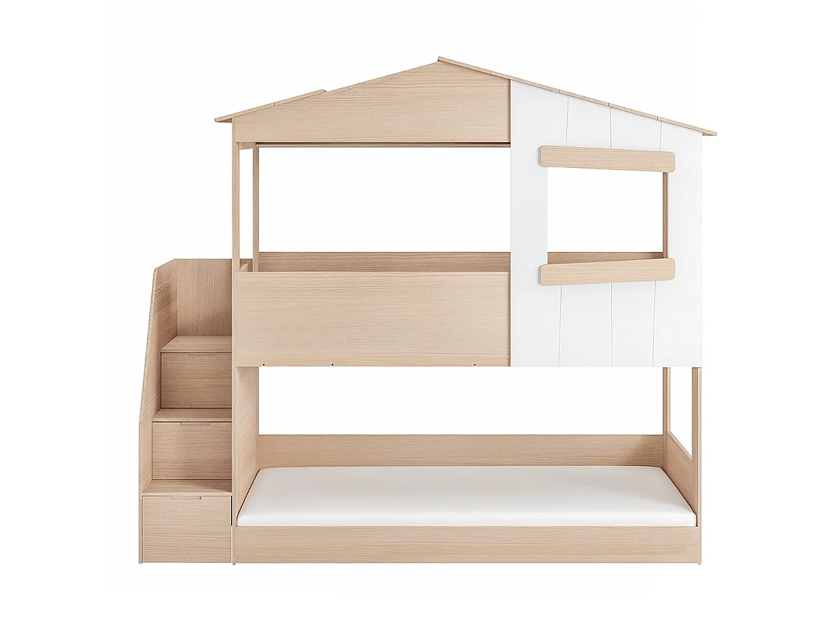 Flair Dreamland House Staircase Bunk Bed Oak