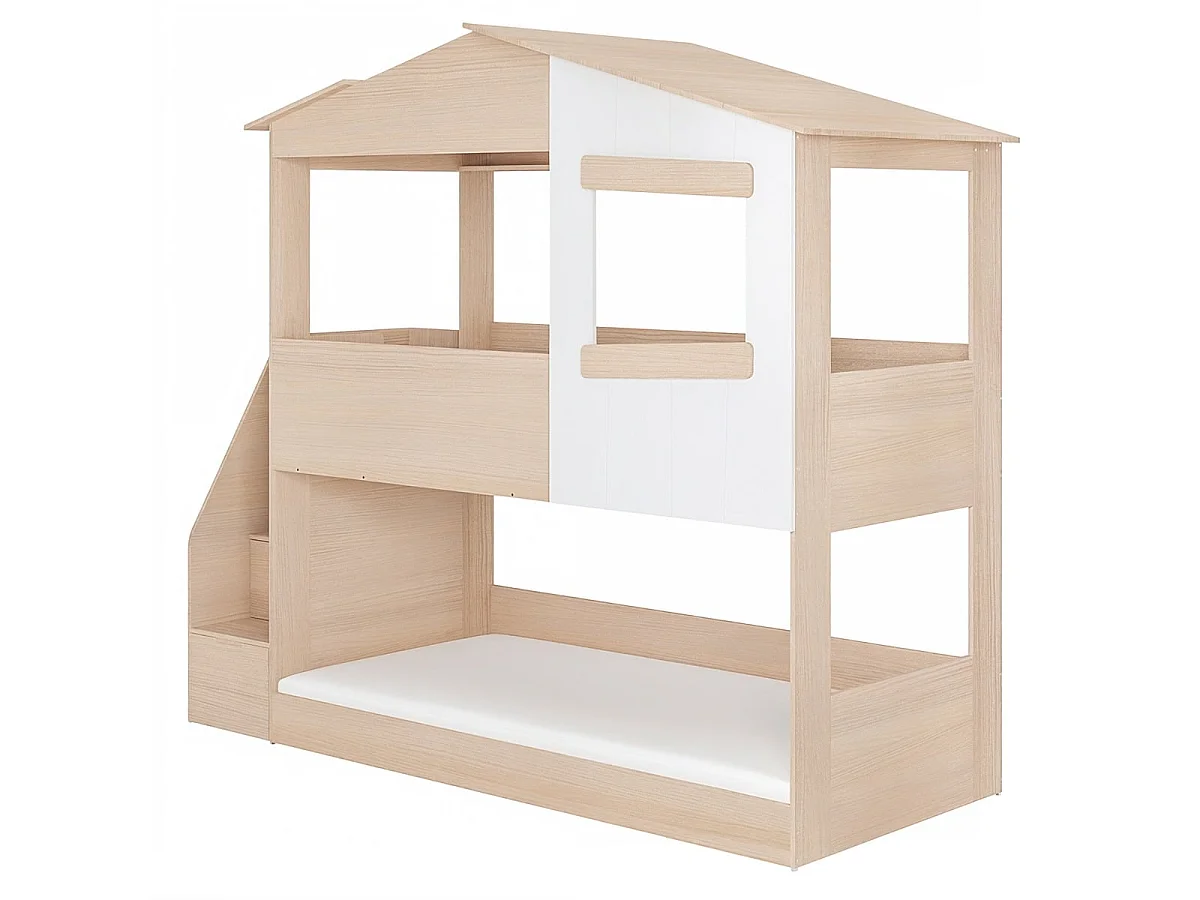 Flair Dreamland House Staircase Bunk Bed Oak