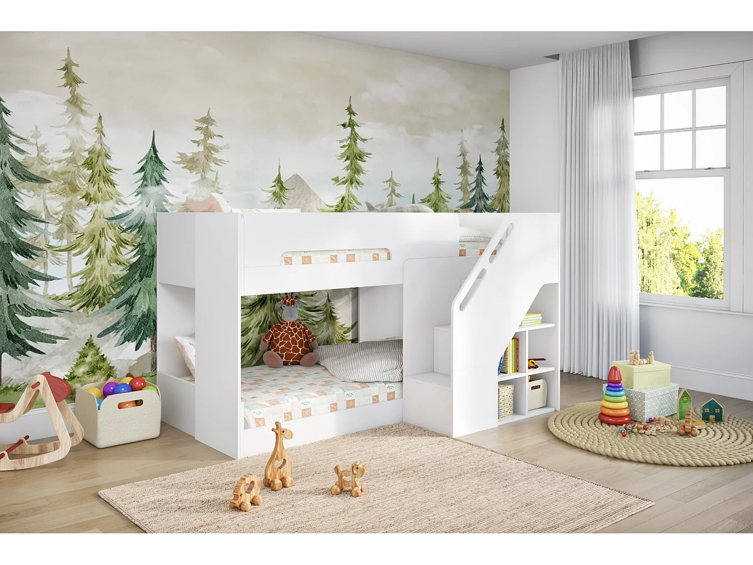 Flair Phobo Staircase Low Compact Bunk Bed White