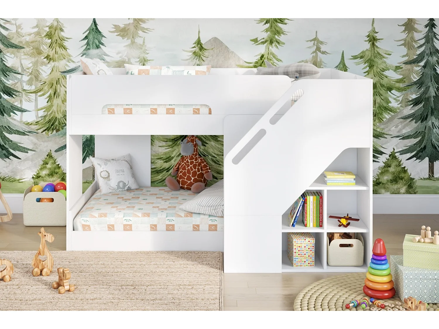Flair Phobo Staircase Low Compact Bunk Bed White