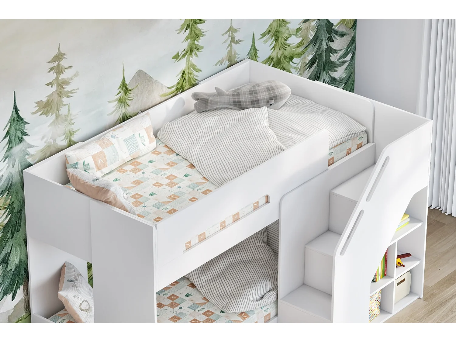 Flair Phobo Staircase Low Compact Bunk Bed White
