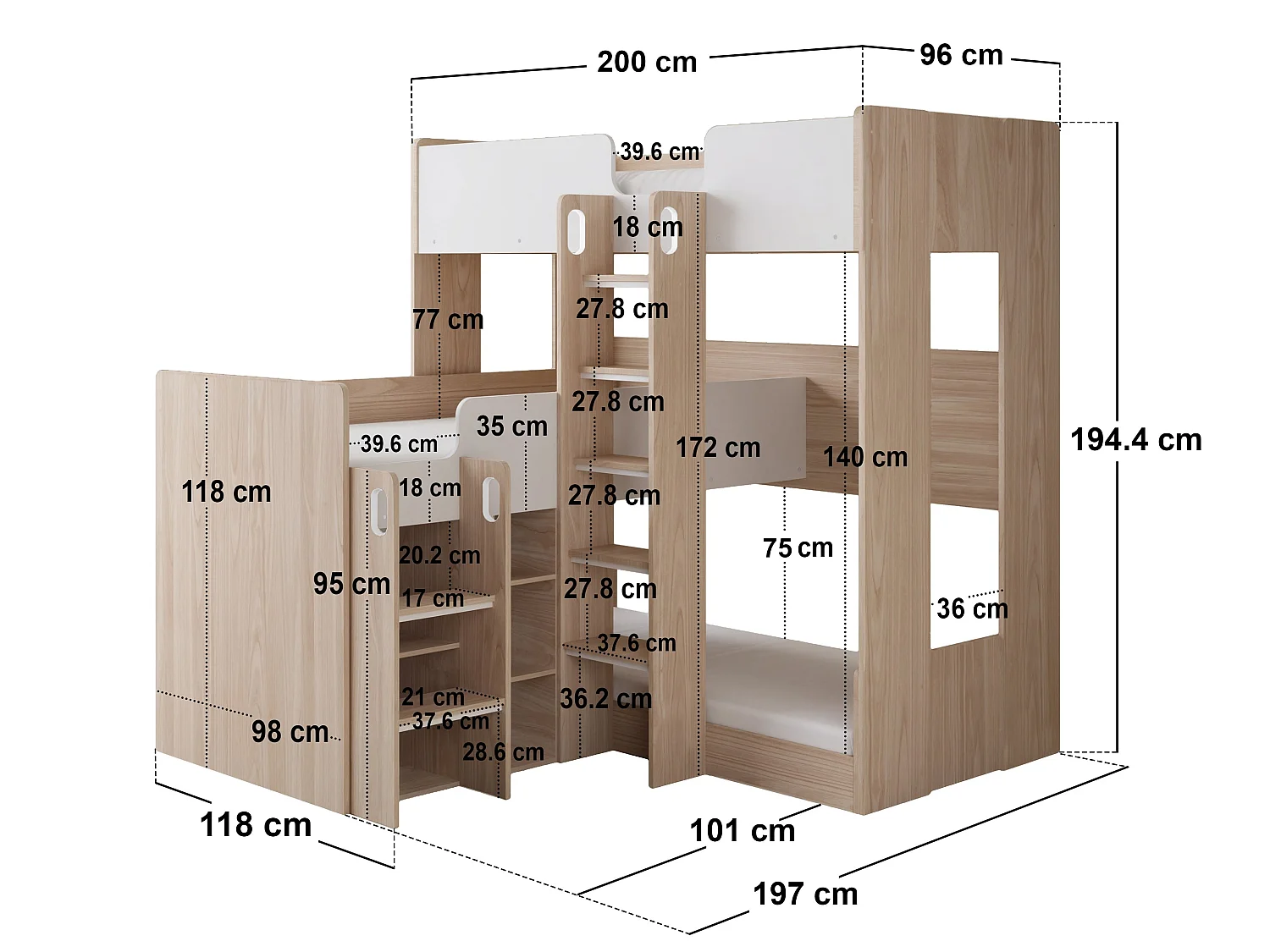 Flair Bode Triple Sleeper White & Oak