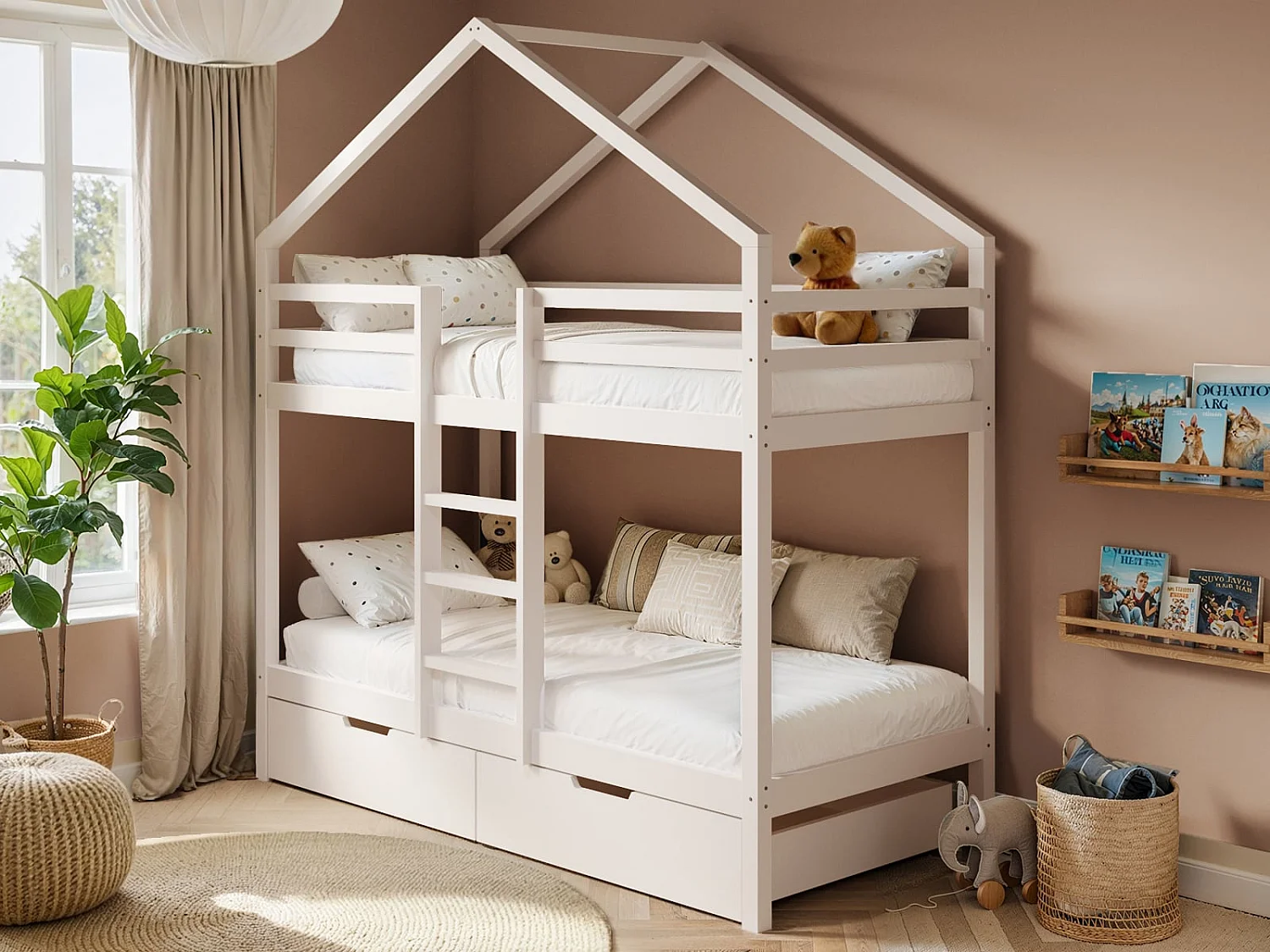 Flair Nest House Bunk Bed White