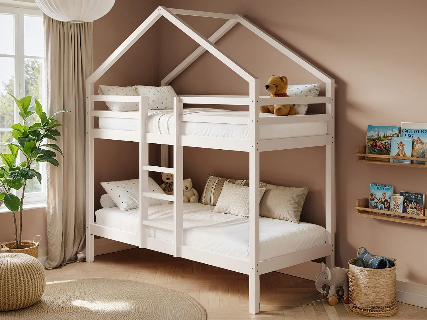 Flair Nest House Bunk Bed White