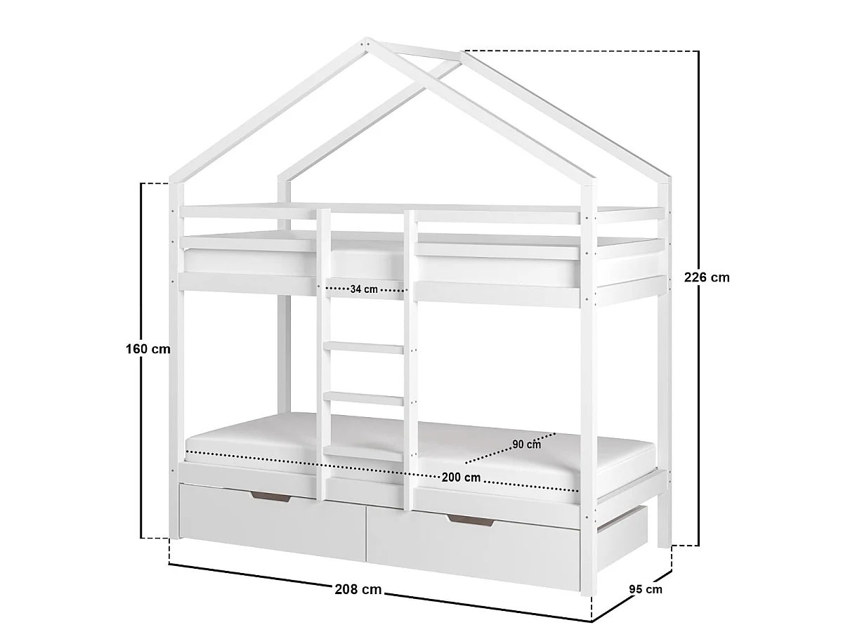 Flair Nest House Bunk Bed White