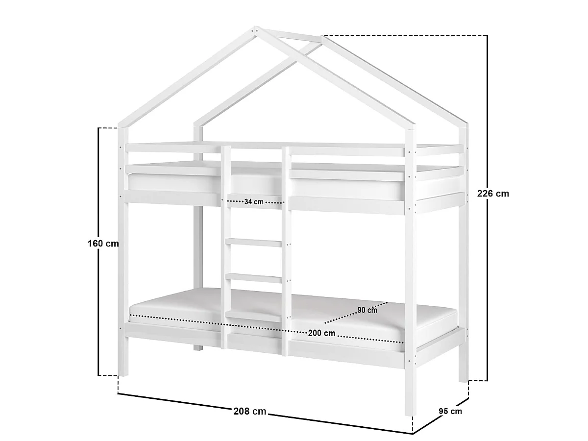 Flair Nest House Bunk Bed White