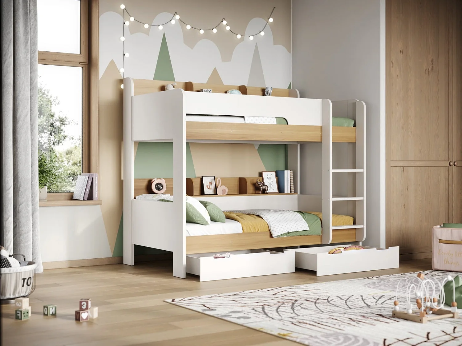 Flair Eddie Storage Bunk Bed Oak