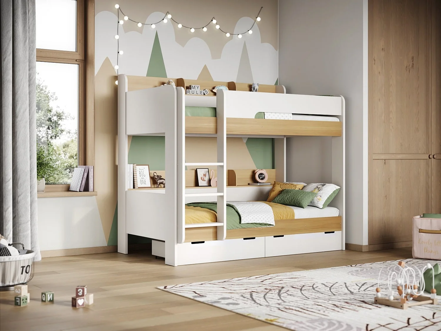 Flair Eddie Storage Bunk Bed Oak