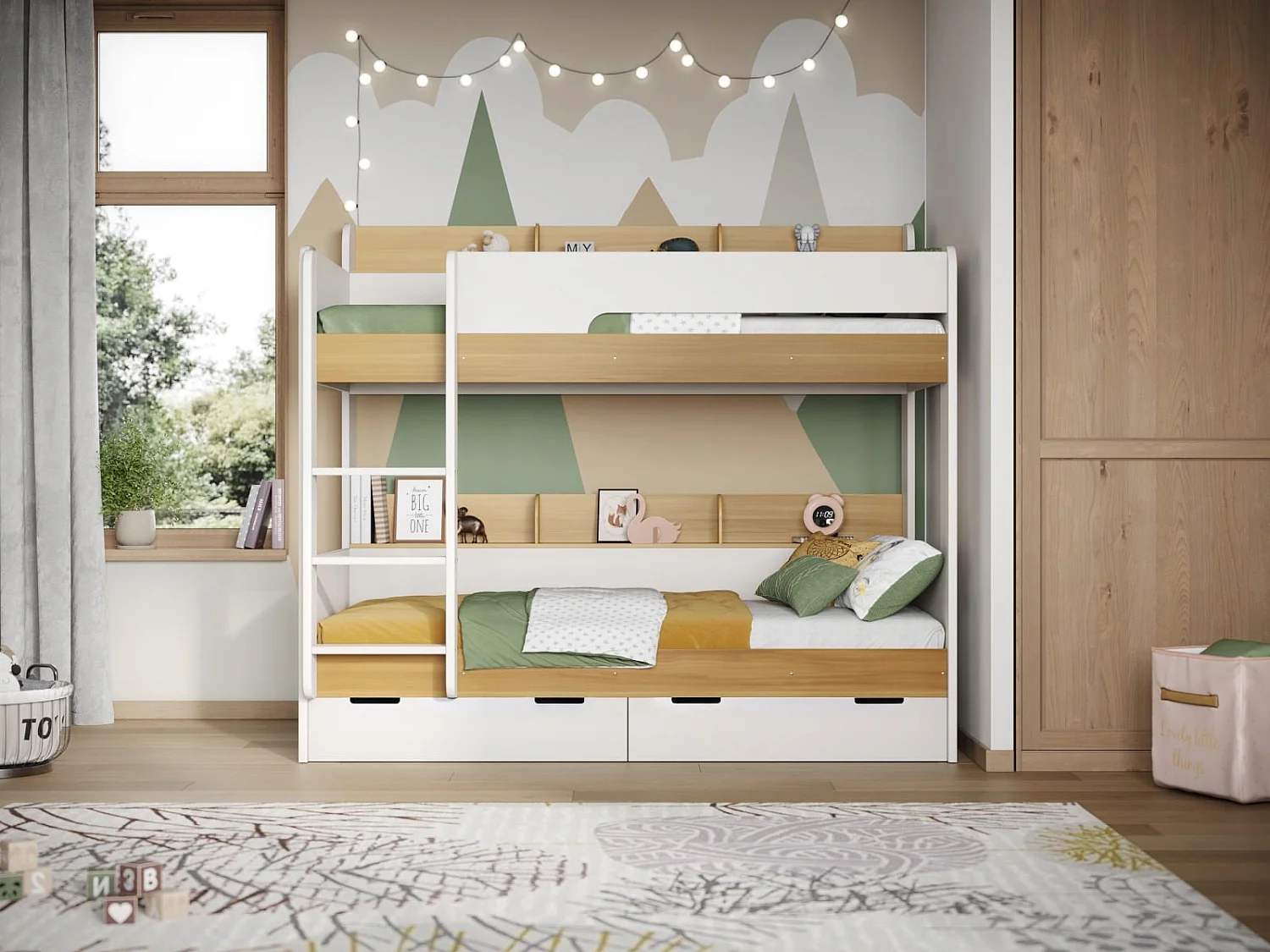 Flair Eddie Storage Bunk Bed Oak
