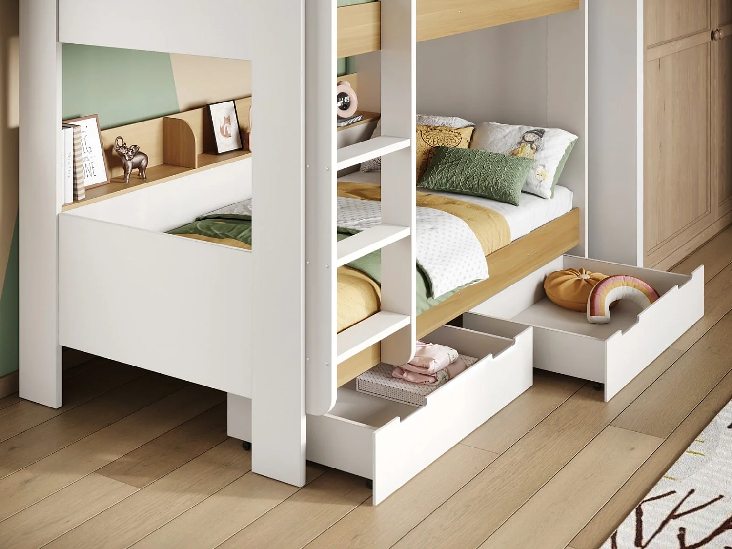Flair Eddie Storage Bunk Bed Oak