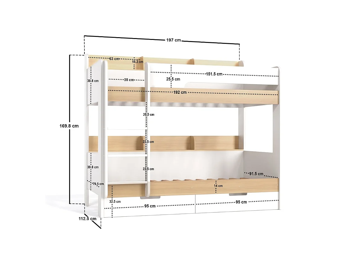 Flair Eddie Storage Bunk Bed Oak