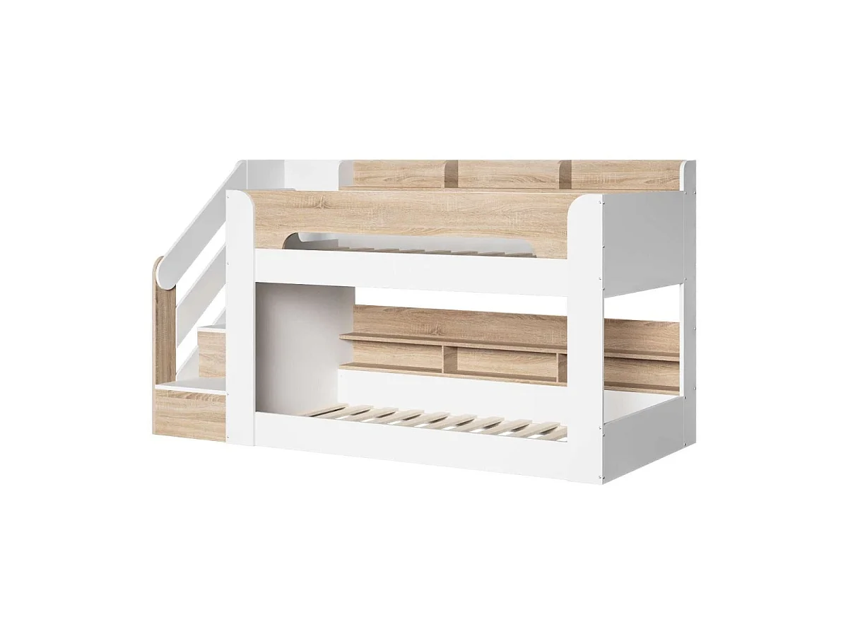 Flair Zeno Staircase Low Bunk with Storage White & Oak