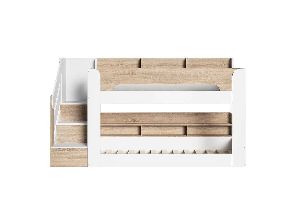 Flair Zeno Staircase Low Bunk with Storage White & Oak
