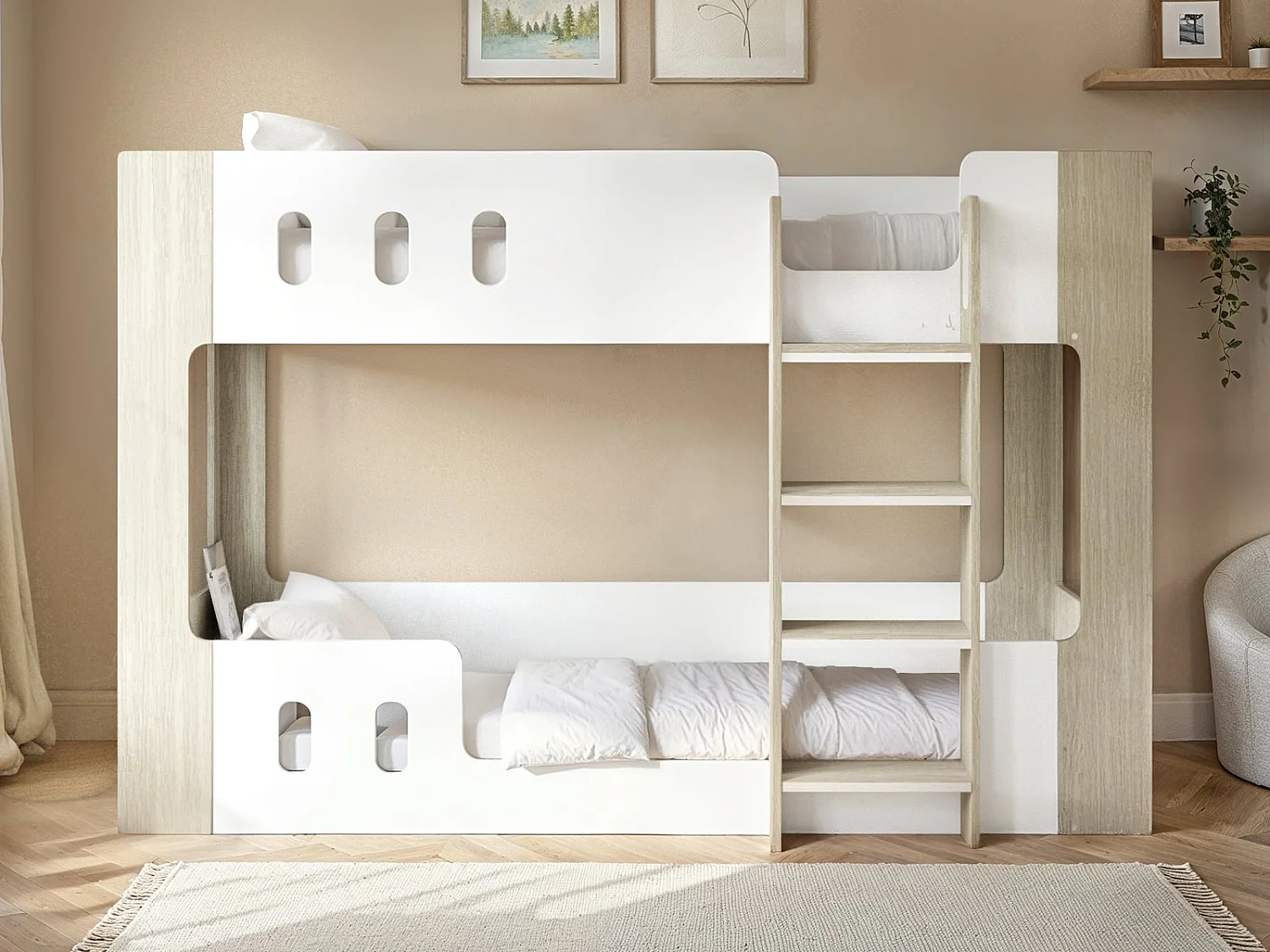 Flair Willow Low Bunk Bed White & Oak