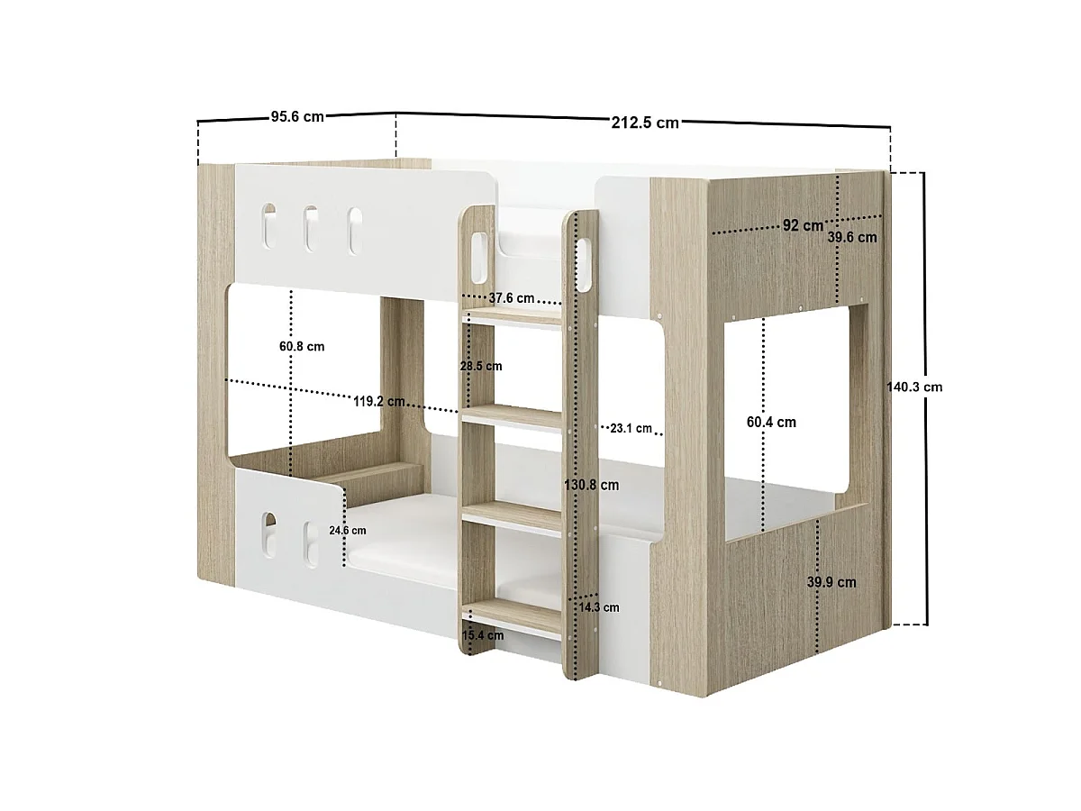 Flair Willow Low Bunk Bed White & Oak