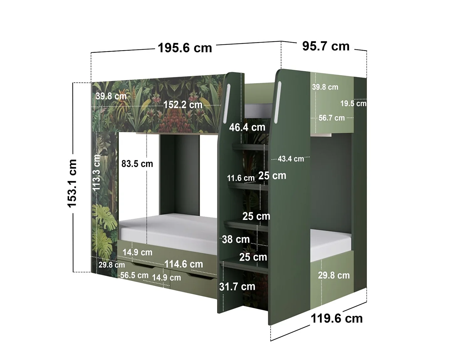 Flair Lorith Jungle Bunk Bed with Drawers