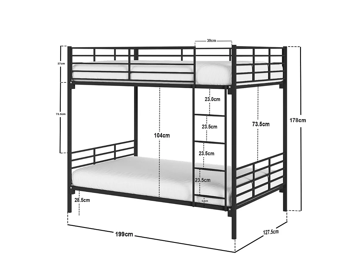 Flair Metayal Small Double Bunk Black Metal