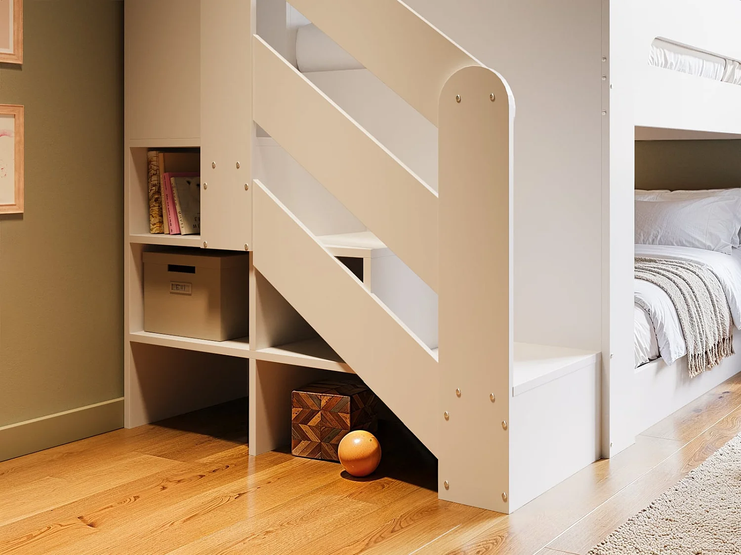 Flair Zeno Staircase Low Bunk with Storage White