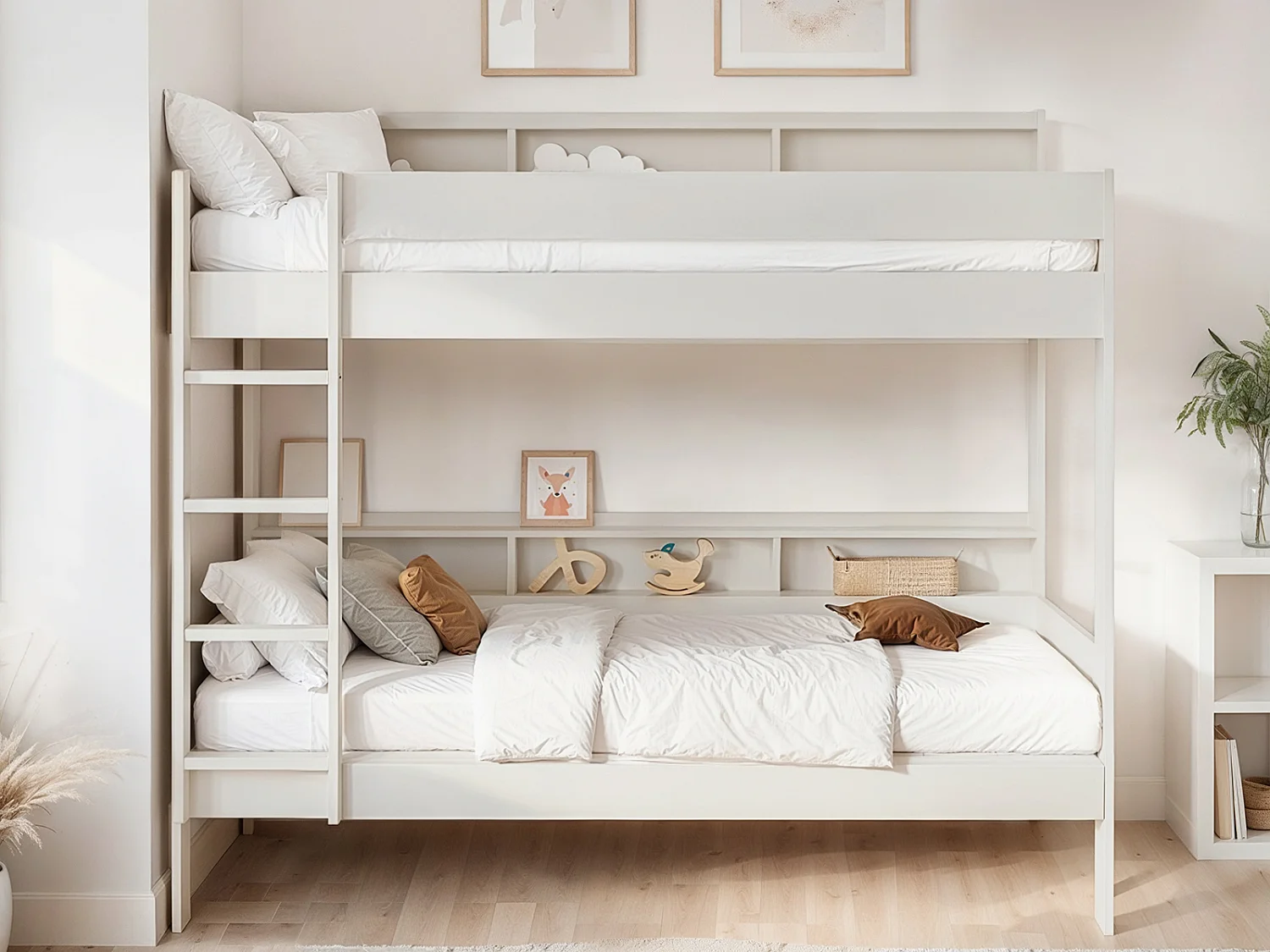 Noomi Bodie Solid Wood Storage Bunk Bed White