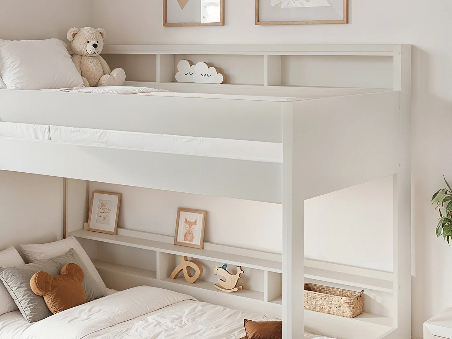 Noomi Bodie Solid Wood Storage Bunk Bed White