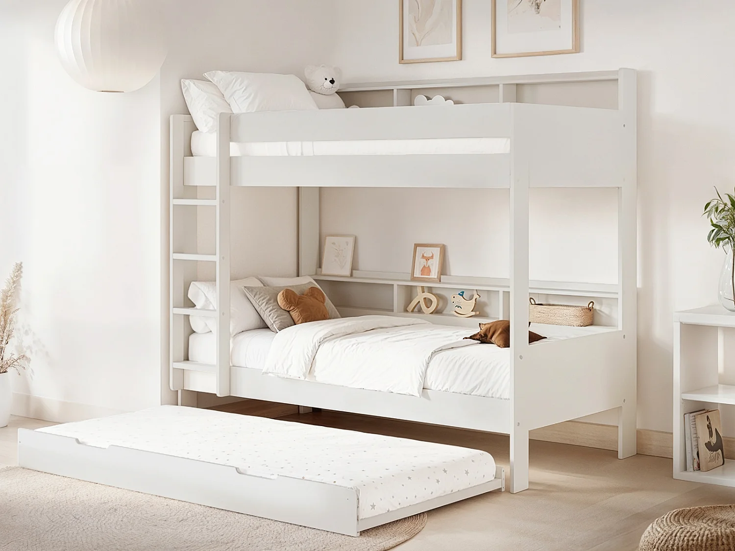 Noomi Bodie Solid Wood Storage Bunk Bed White