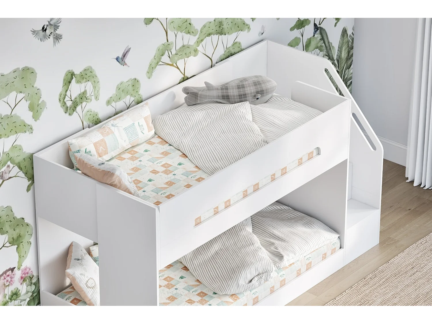 Flair Deimo Staircase Low Bunk Bed White