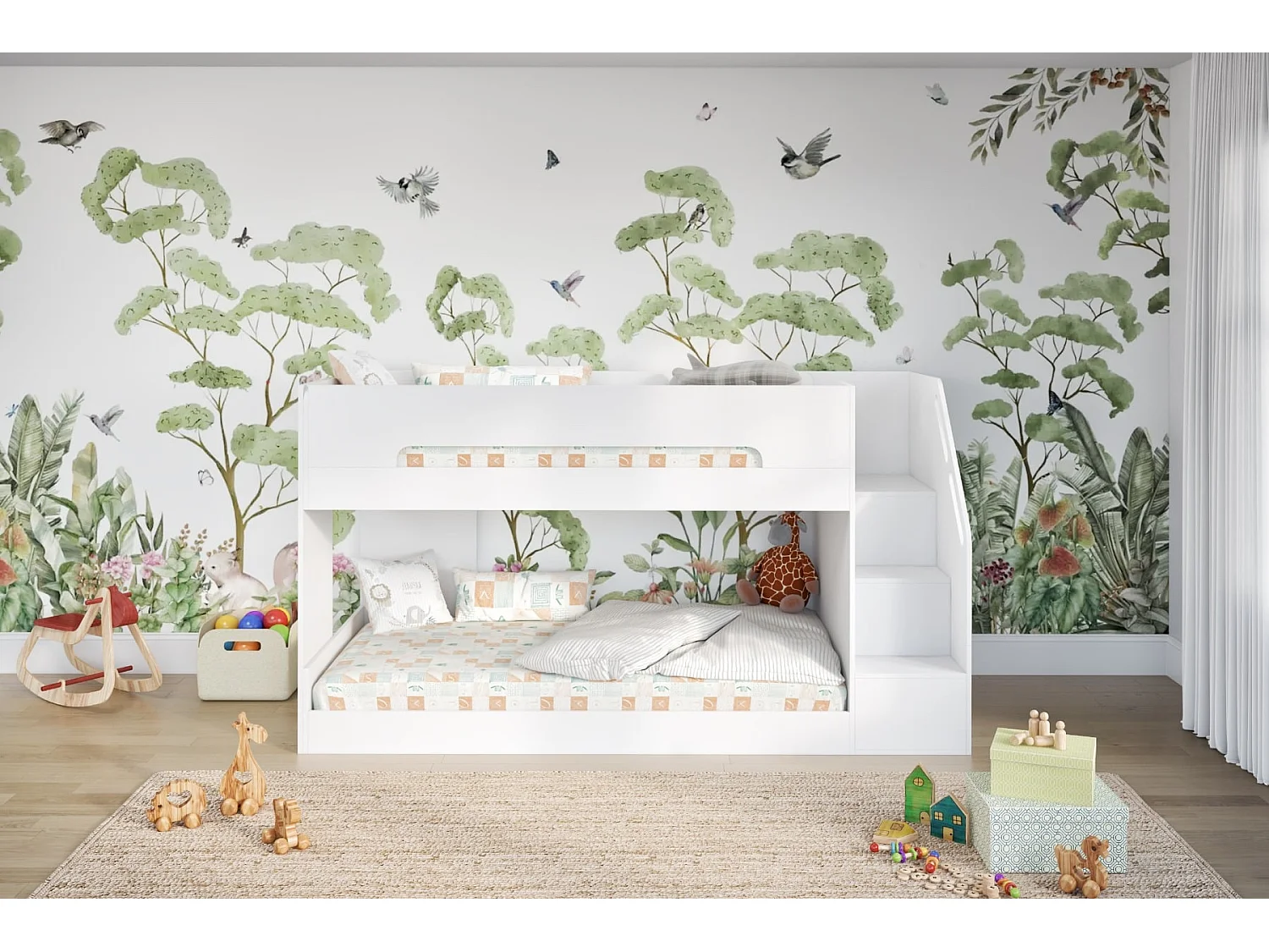 Flair Deimo Staircase Low Bunk Bed White