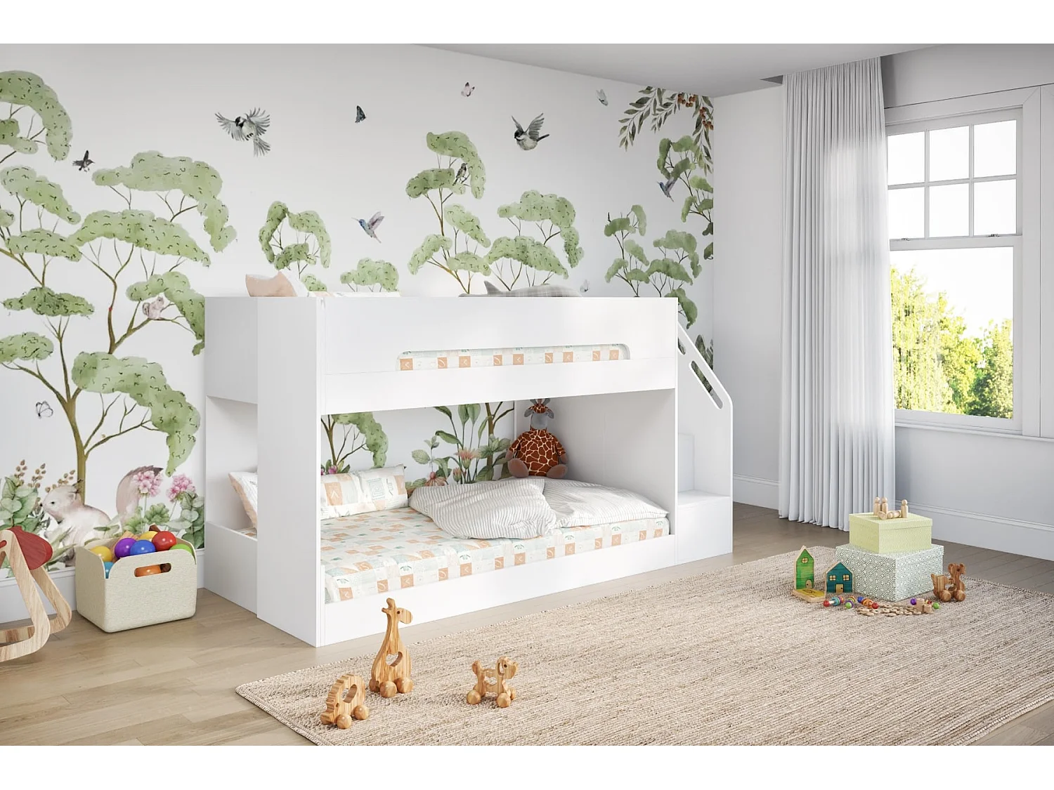 Flair Deimo Staircase Low Bunk Bed White