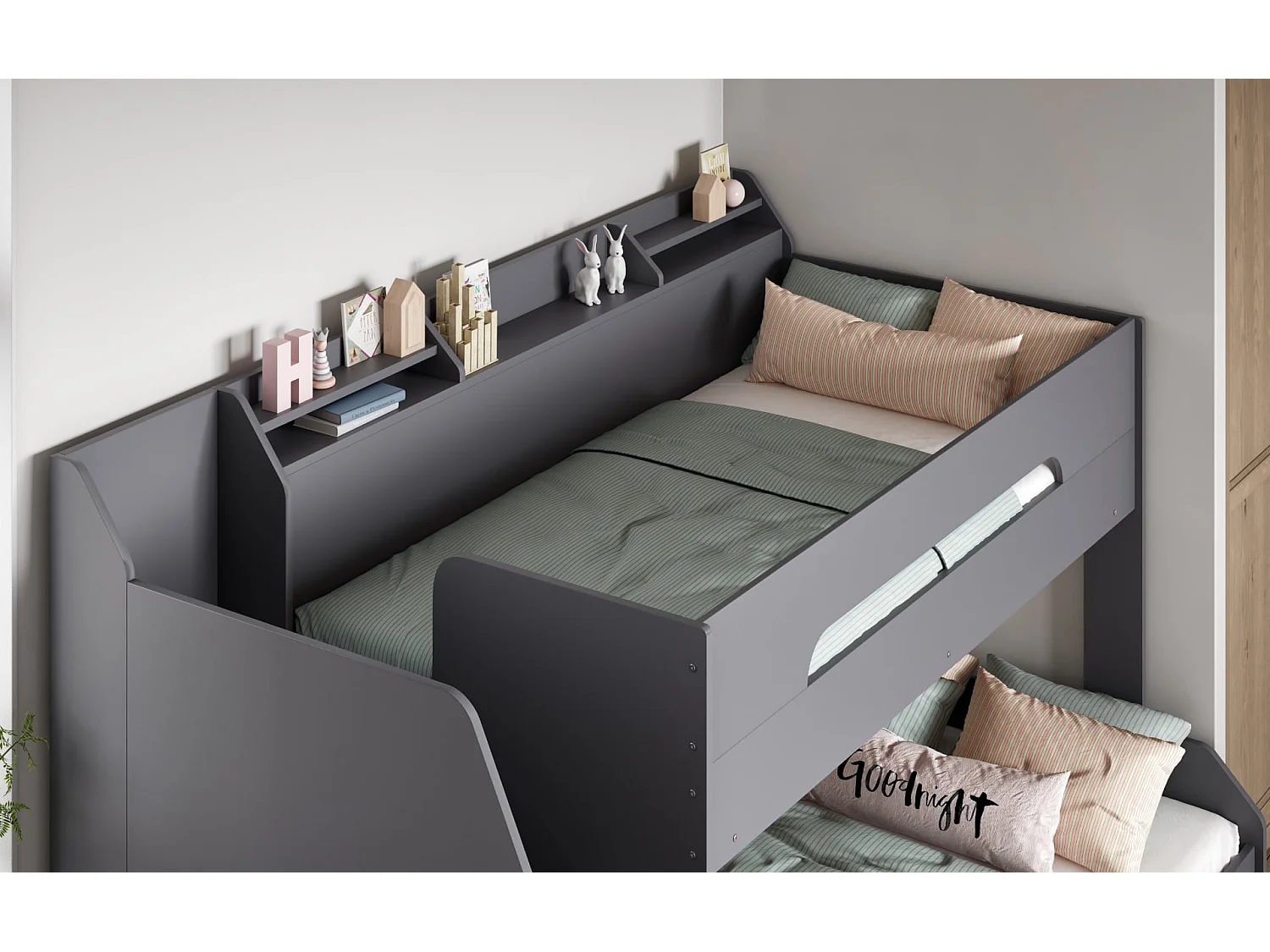 Flair Slick Staircase Triple Bunk Bed Grey