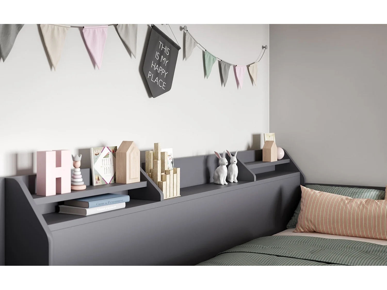 Flair Slick Staircase Triple Bunk Bed Grey