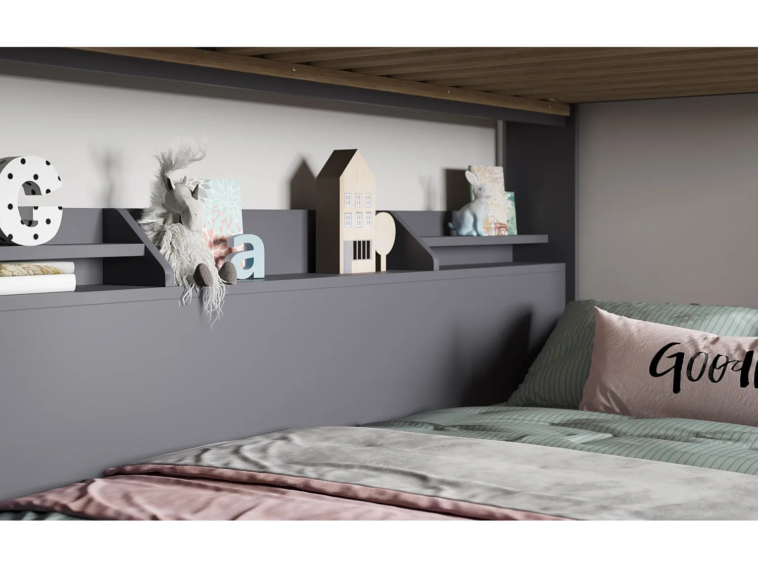 Flair Slick Staircase Triple Bunk Bed Grey