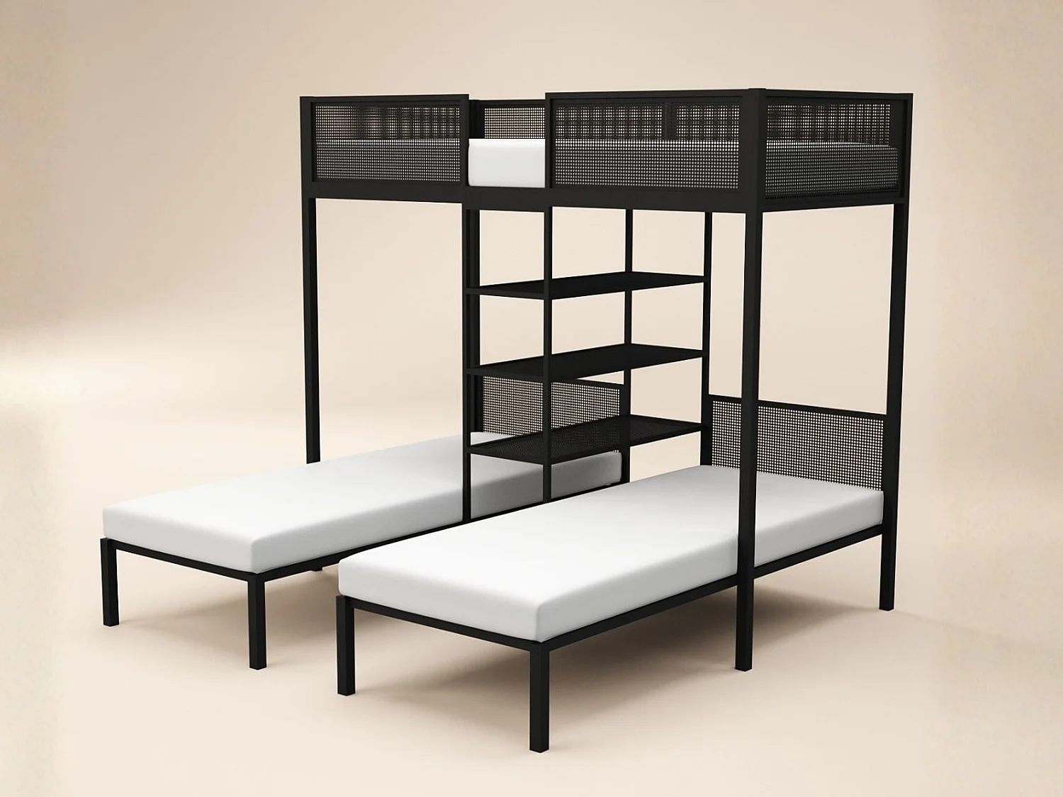 Flair Axton Metal Triple Bunk Bed Black