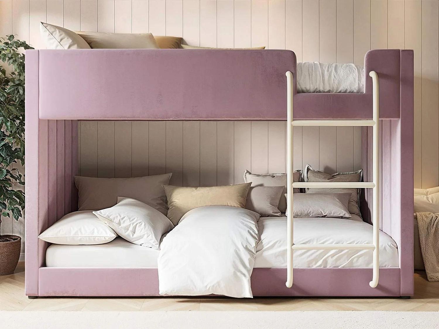 Flair Eden Pink Velvet Bunk Bed
