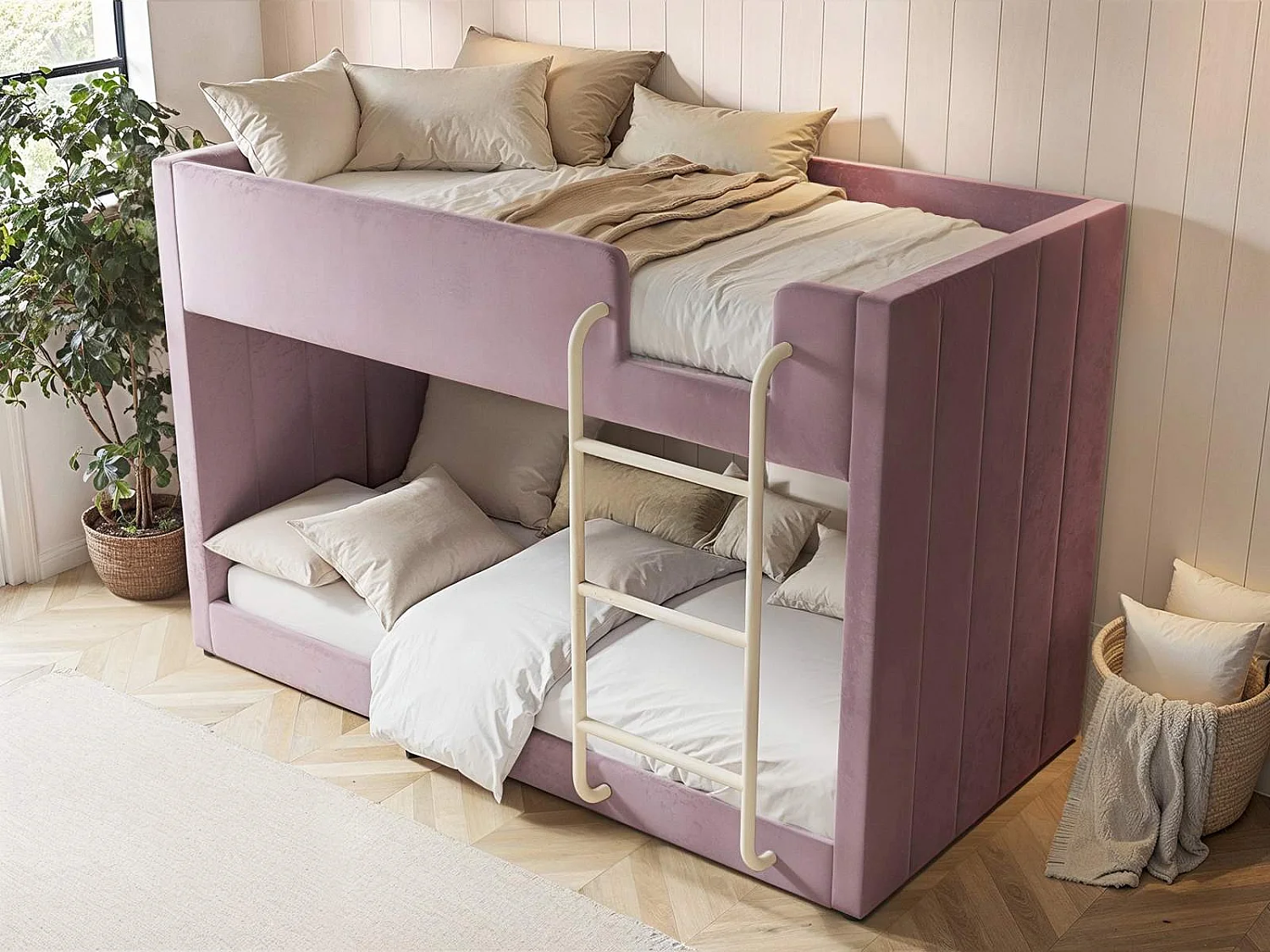 Flair Eden Pink Velvet Bunk Bed