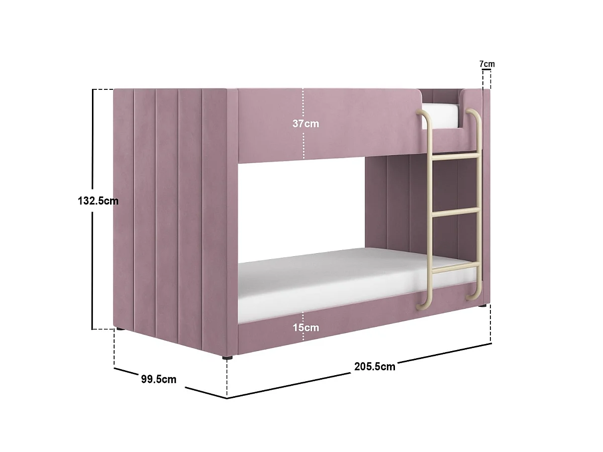 Flair Eden Pink Velvet Bunk Bed